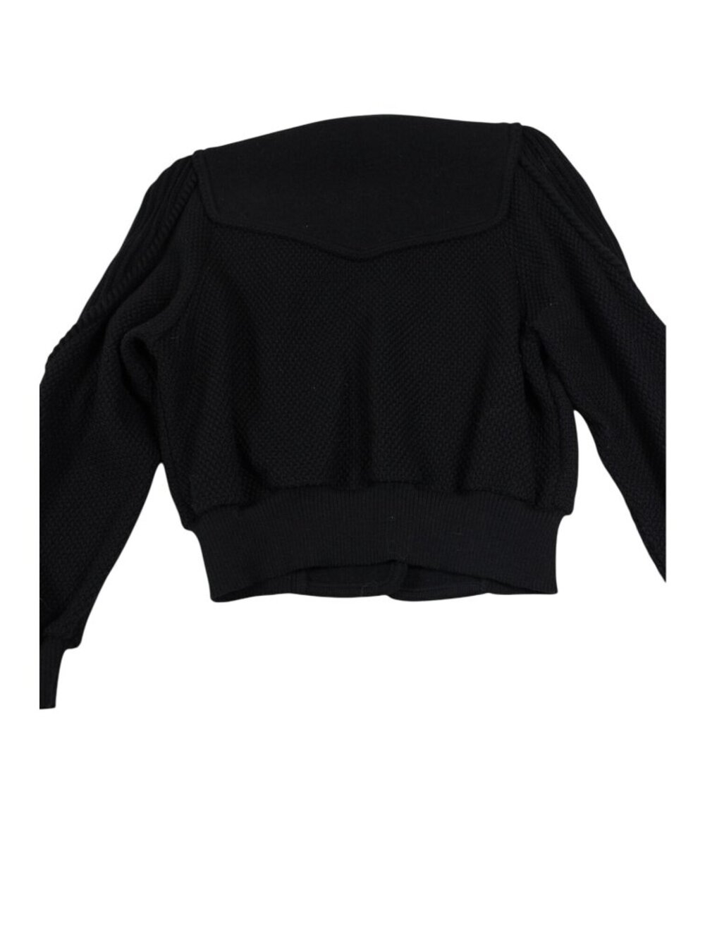 Geiger Black Wool-Blend Austrian Button Cardigan With Textured Knit Sleeves - Picture 4 of 4